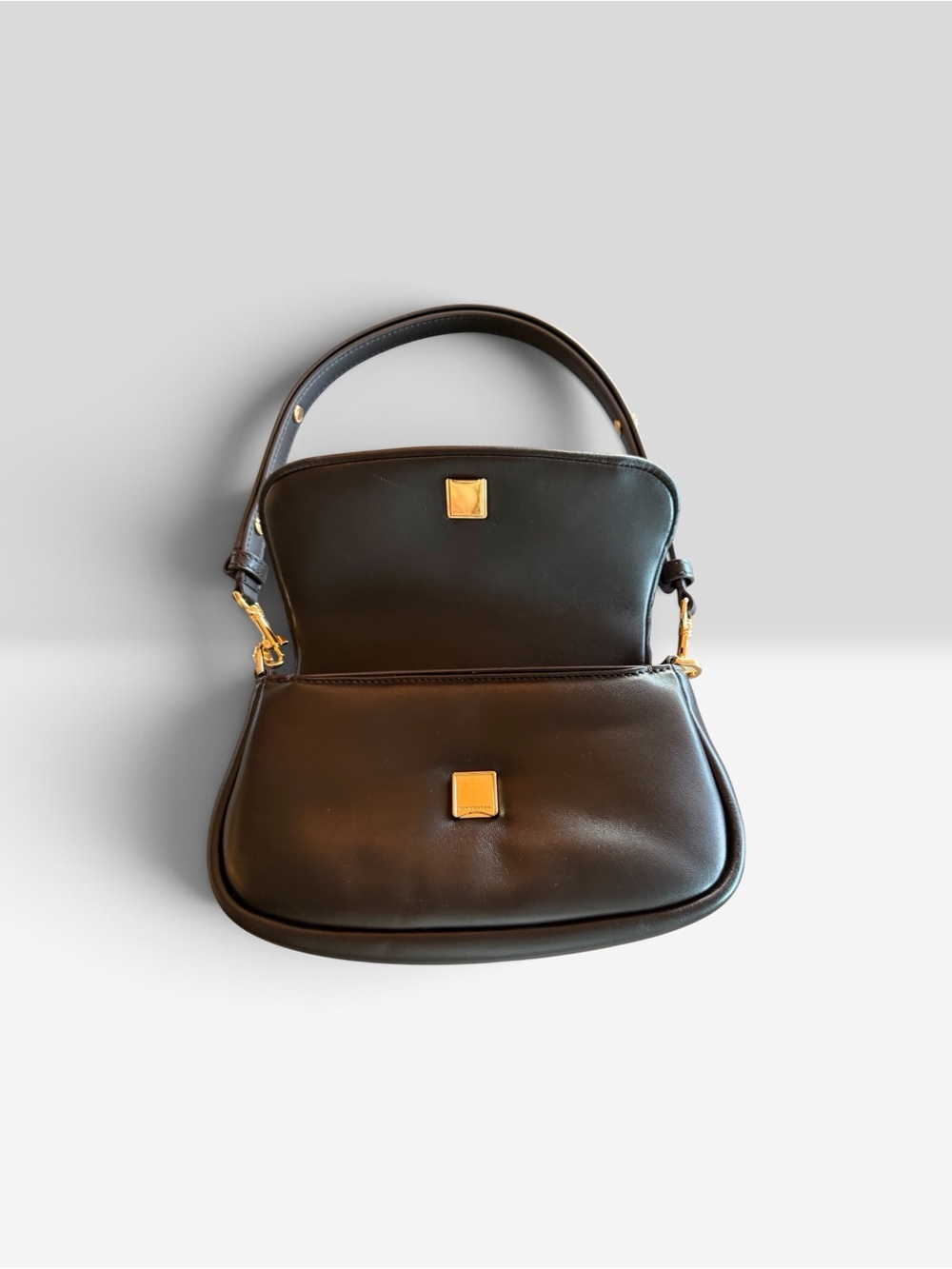 Tory Burch Black Leather Shoulder Bag with Gold Logo - Picture 3 of 4